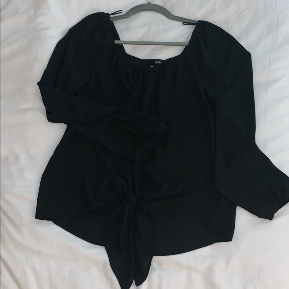 Aqua bloomingdales black off the shoulder blouse